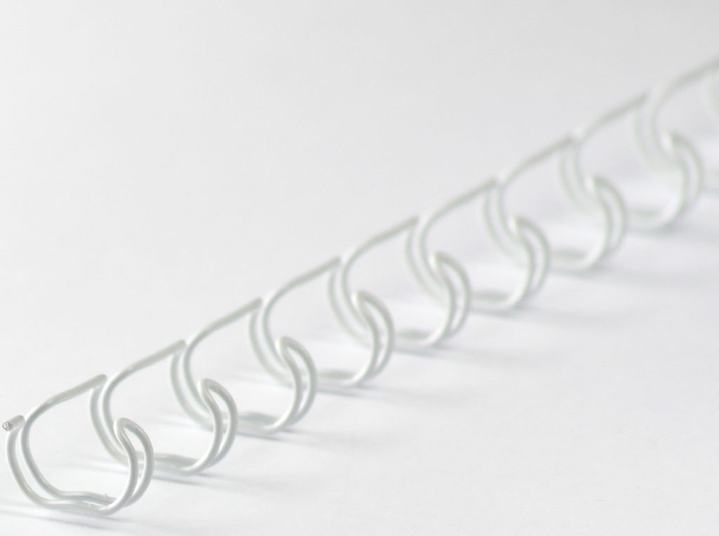 Drahtbinderücken 21 Ringe 12,7mm, 1/2 Zoll weiss