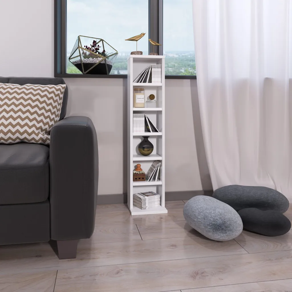 Étagère de rangement CD et DVD blanche 92cm avec compartiments modulables