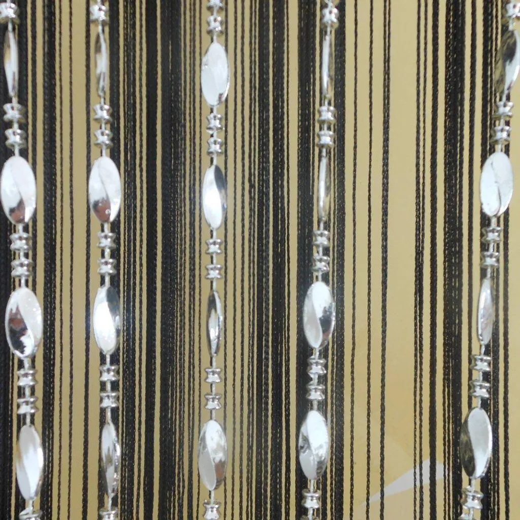 Séparateur de pièce décoratif noir 100x200cm - Rideau fils et perles