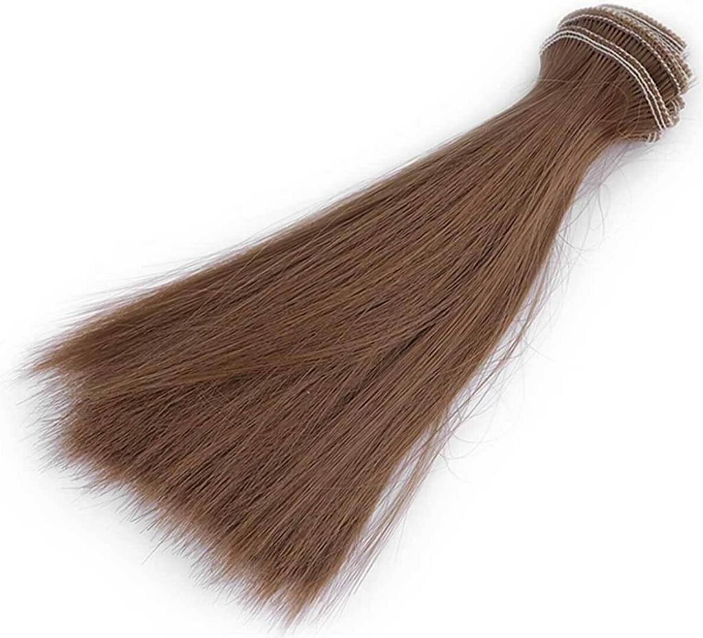 1m Puppenhaar Perücke braun glatt 15cm lang