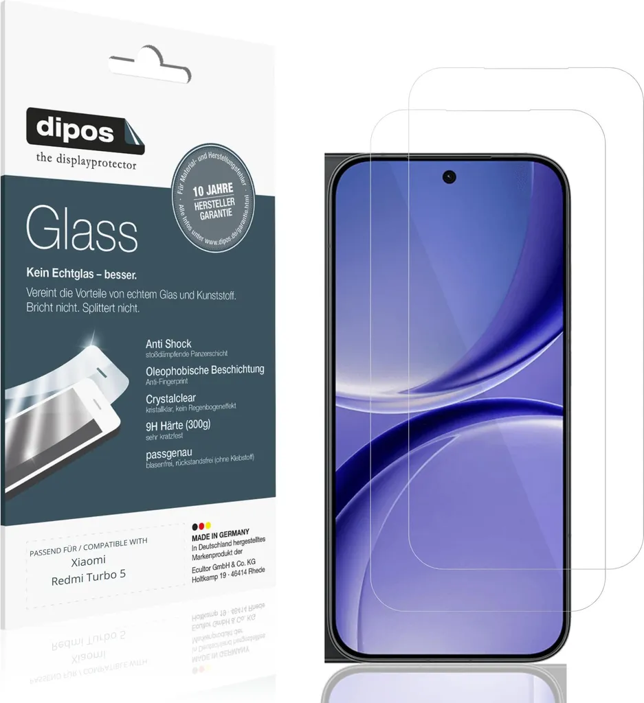 Pellicola Vetro Flessibile 9H dipos per Xiaomi Redmi Turbo 5 - 2 Pezzi