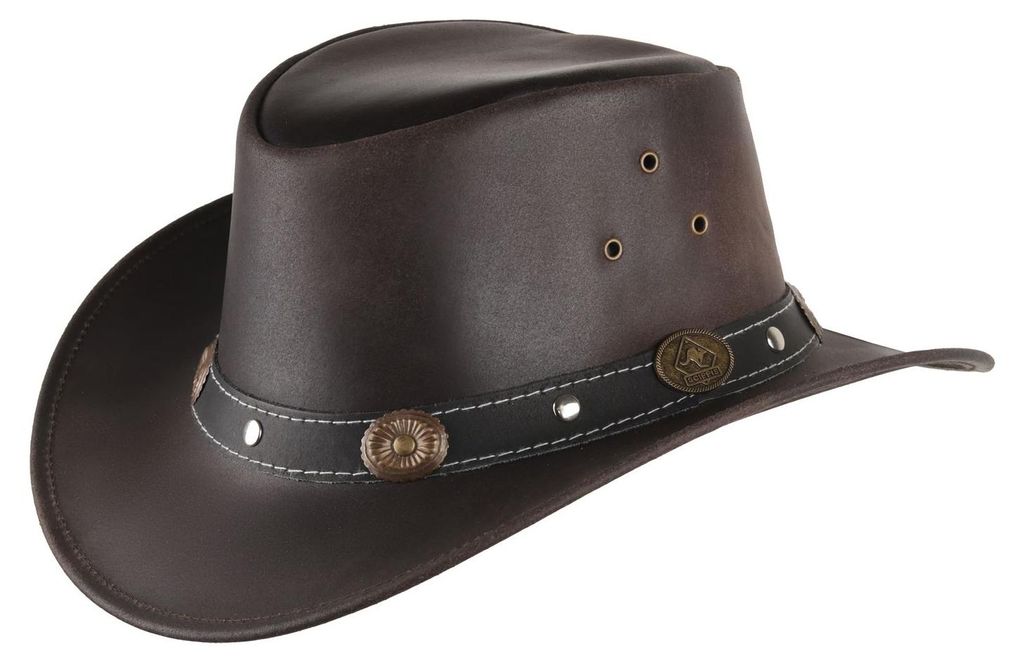 Scippis wetterfester Western-Lederhut Reno mit Antik-Conchos in braun