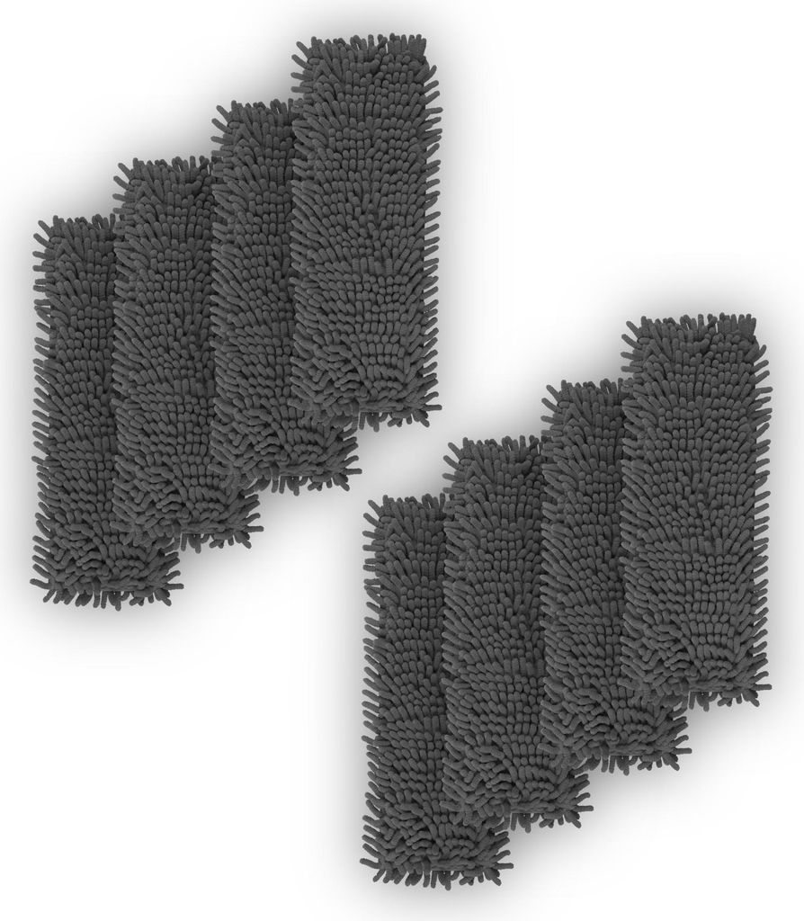 Ersatzbezug "Anthrazit" für Bodenwischer ( 8er Pack ) - 40cm - Chenille Wischbezug, für alle gängigen Klapphalter - Bezug für alle Bodenarten
