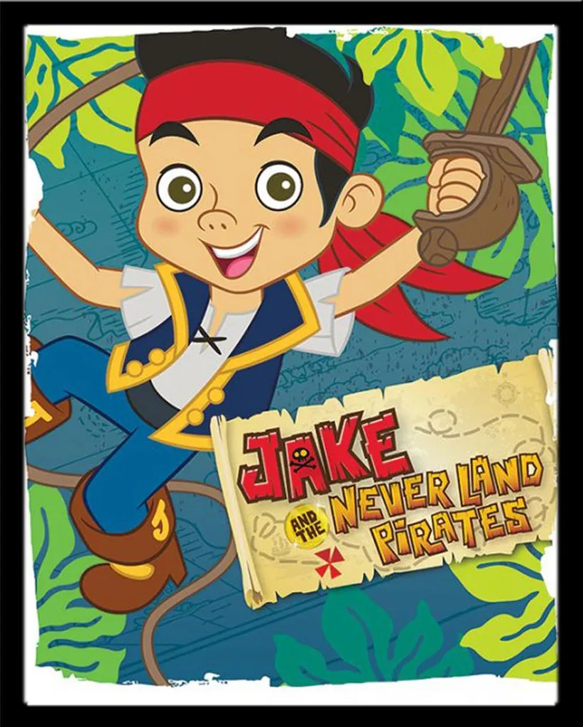 Décoration Murale Jake et les Pirates pour Chambre Garçon Cadre Noir