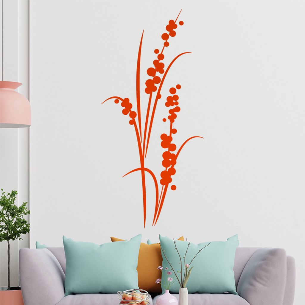 Grashalm mit Beeren Wandtattoo in 6 Größen - Wandaufkleber Wall Sticker - Dekoration, Küche, Wohnzimmer, Schlafzimmer, Badezimmer