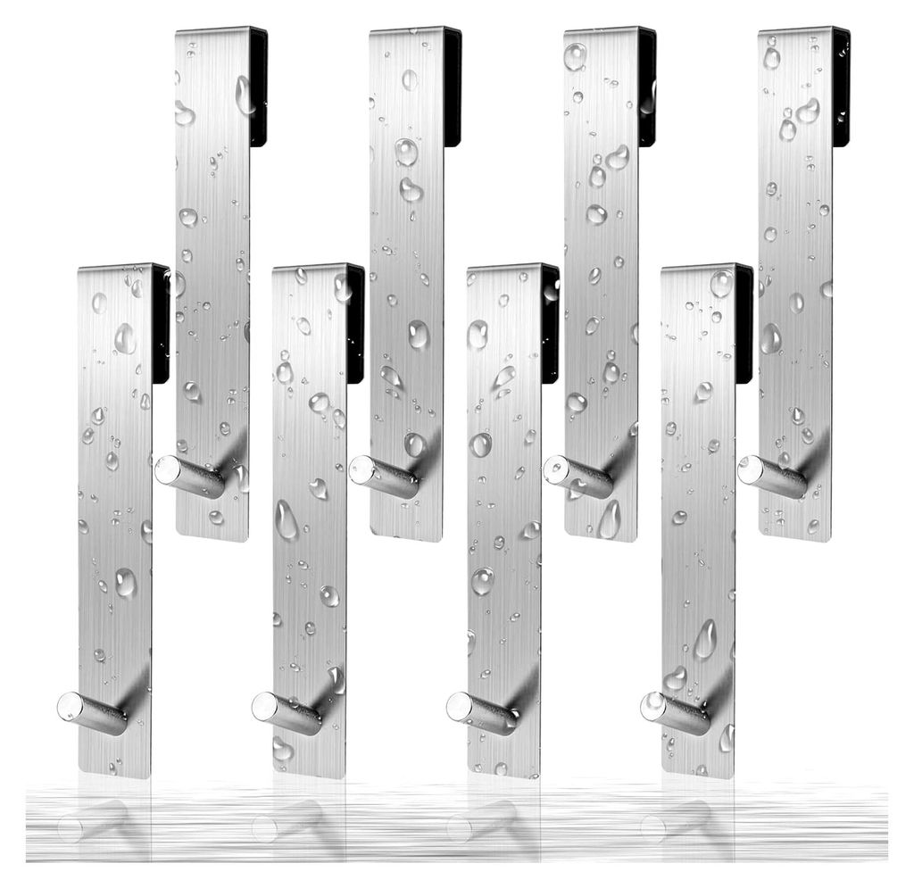8 Stück Duschhaken ohne Bohren, Edelstahl Handtuchhaken, Handtuchhalter Duschwand mit Schutzmatte, Dusche Wand Glas Haken, Kleiderhaken für Badez...