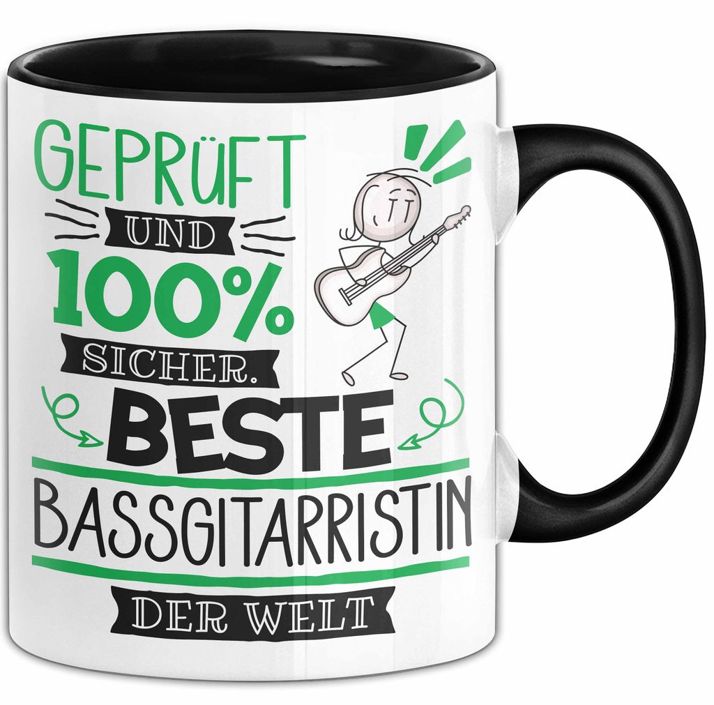Beste Bassgitarristin Der Welt Tasse Geschenk für Eine Bassgitarristin Und Sicher Geschenkidee Geburtstag Weihnachten (Schwarz)