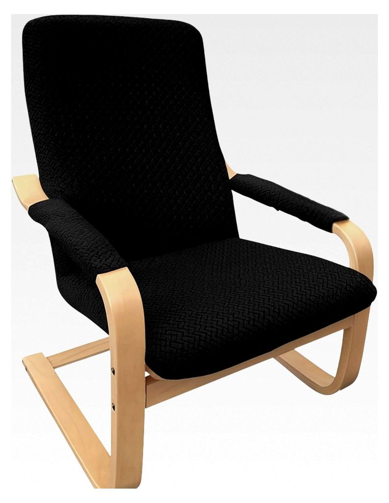 Schwingsessel Bezug Schwarz - Überzug für Relaxsessel - Schutzhülle für Ruhesessel - 100 – Elastischer Jacquard Fischgrät