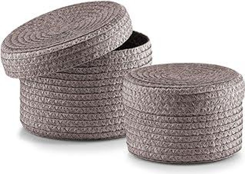 Zeller 14122 Korb-Set mit Deckel, 2-teilig, rund, PP, ø 16 x 10, ø 17 x 12 cm, grau