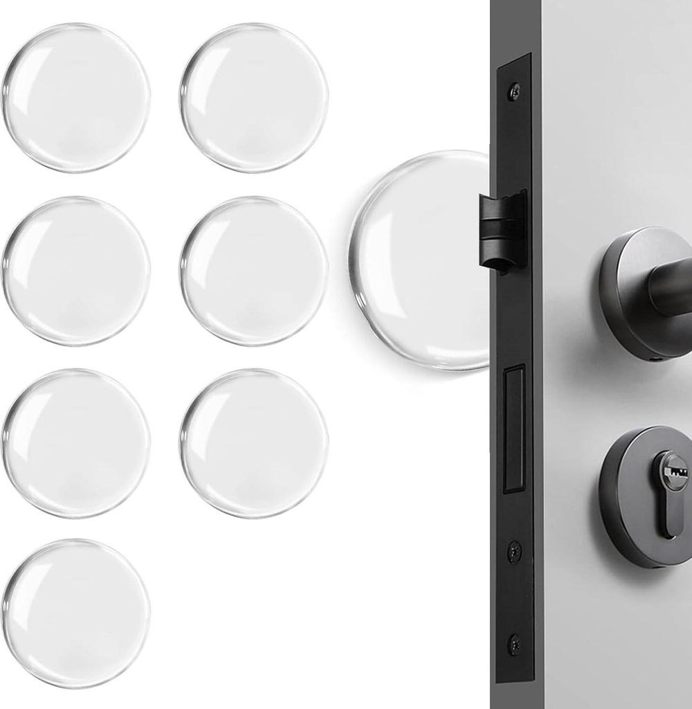 Wandtürstopper, 8-teiliges Set aus Silikon-Türknaufschutz mit starker Klebebefestigung, wiederverwendbare Schranktürpuffer – ideal zum Schutz ...