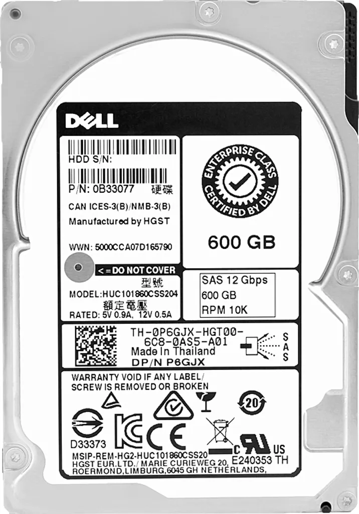 DELL 0P6GJX 600GB 10000Rpm 128MB Sas III 2,5" pollici HUC101860CSS204