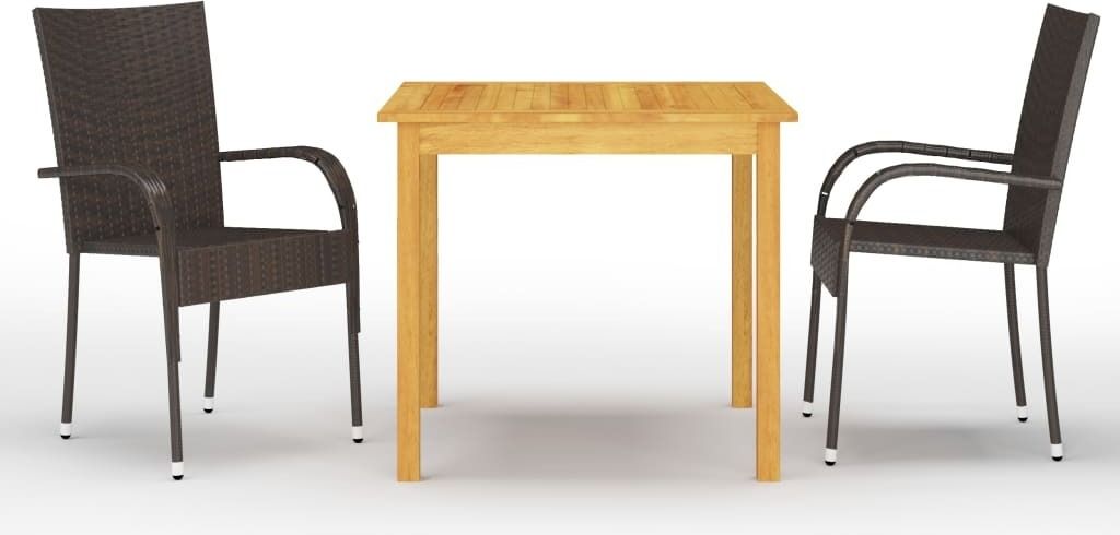 The Living Store 3-tlg. Garten-Essgruppe Braun