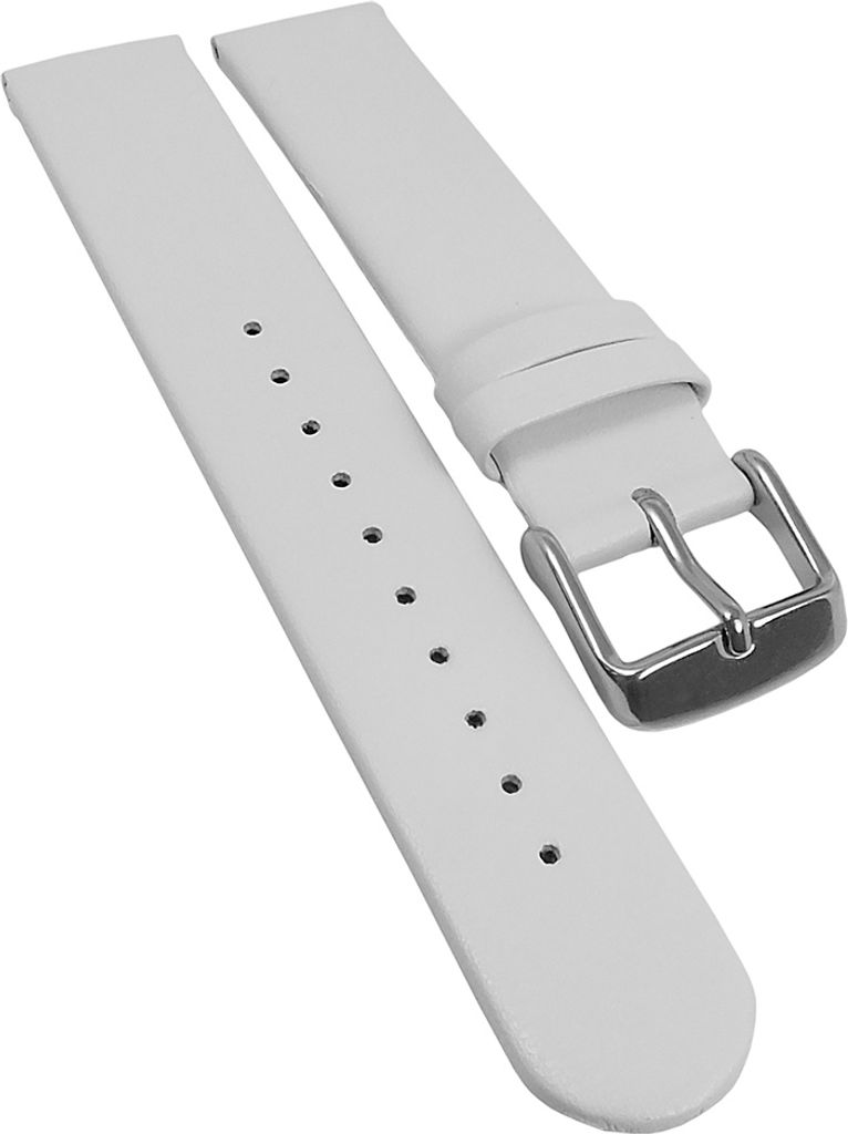 Herzog Uhrenarmband Vegan weiß Apfelfaser gleichlaufend glatt , Schließe:Silbern, Anstoß:22 mm
