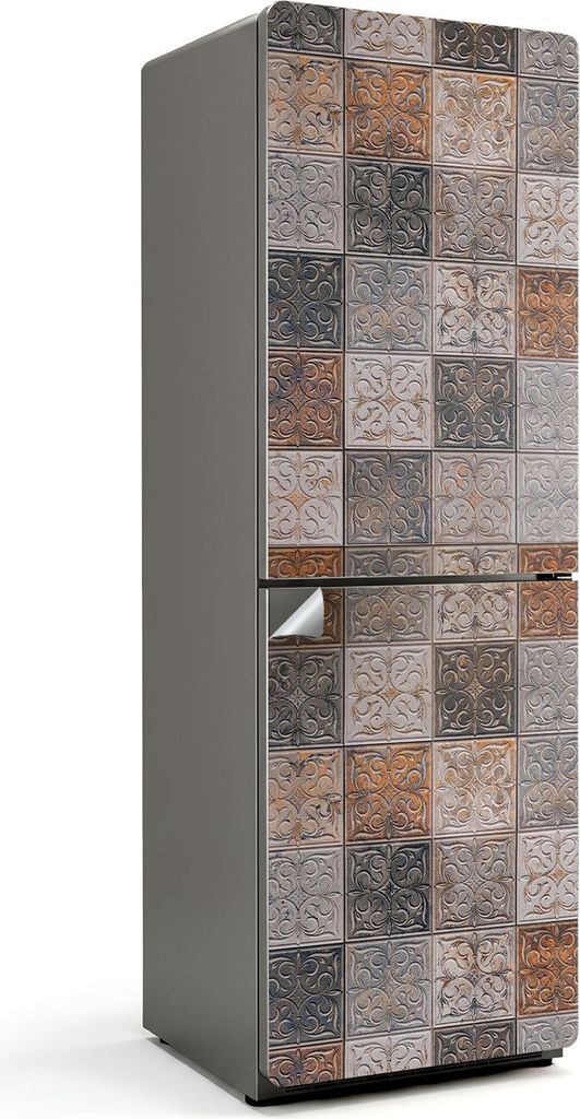 Dekoratives Fliesenmuster – Kühlschrank Aufkleber – Klebefolie Kühlschrank – Kühlschrank Dekor – Kühlschrankfolie selbstklebend – Kü...