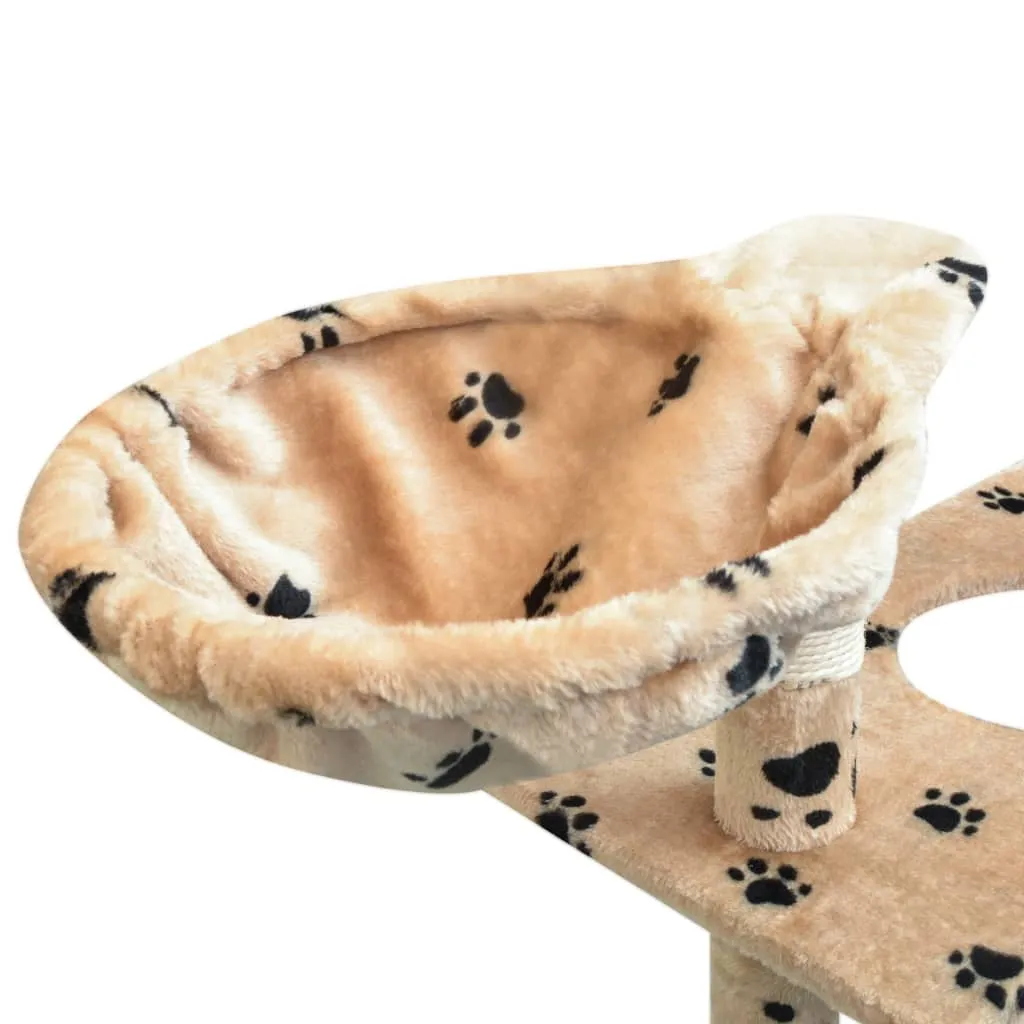 Arbre à chat sisal 150 cm beige : structure stable et design à pattes - 5