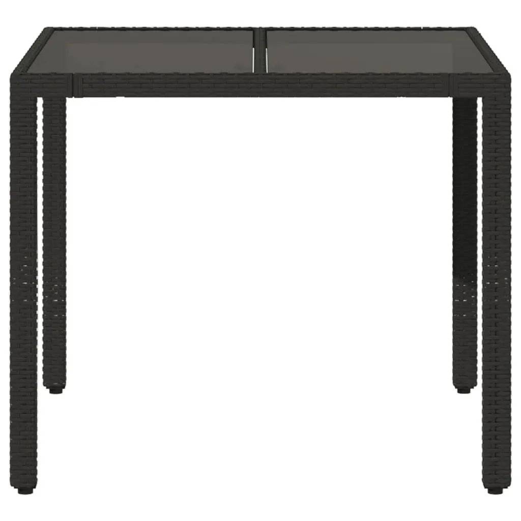 Table extérieure robuste 90x90 cm verre noir et polyrotin résistant - 4