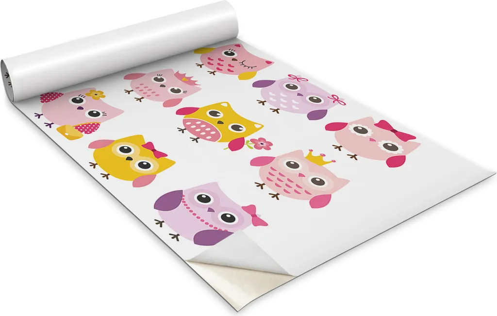 Pellicola autoadesiva per mobili - pellicola decorativa - mobili da tavolo - tagliabile su misura - simpatici gufi - 100 x 50 cm
