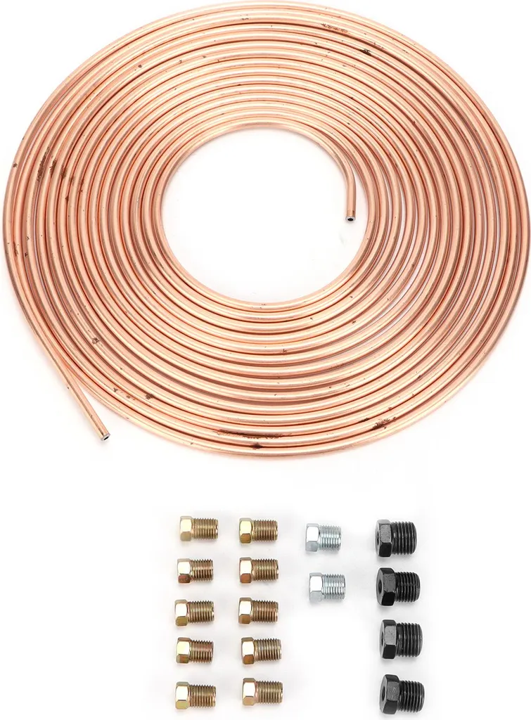 Tuyau de frein anti-corrosion 3/16 en cuivre nickelé or de 7,6 mètres