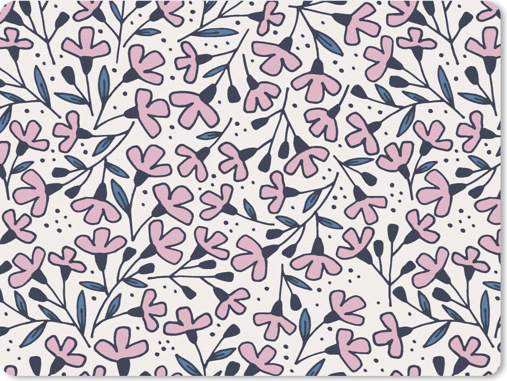 MuchoWow Mauspad Mousepad Mädchen - Blumen - Rosa - Muster - Mädchen - Kinder - Mädchen 23x19 cm - Mousepads - Maus Mat - Pad - Mausunterlage ...