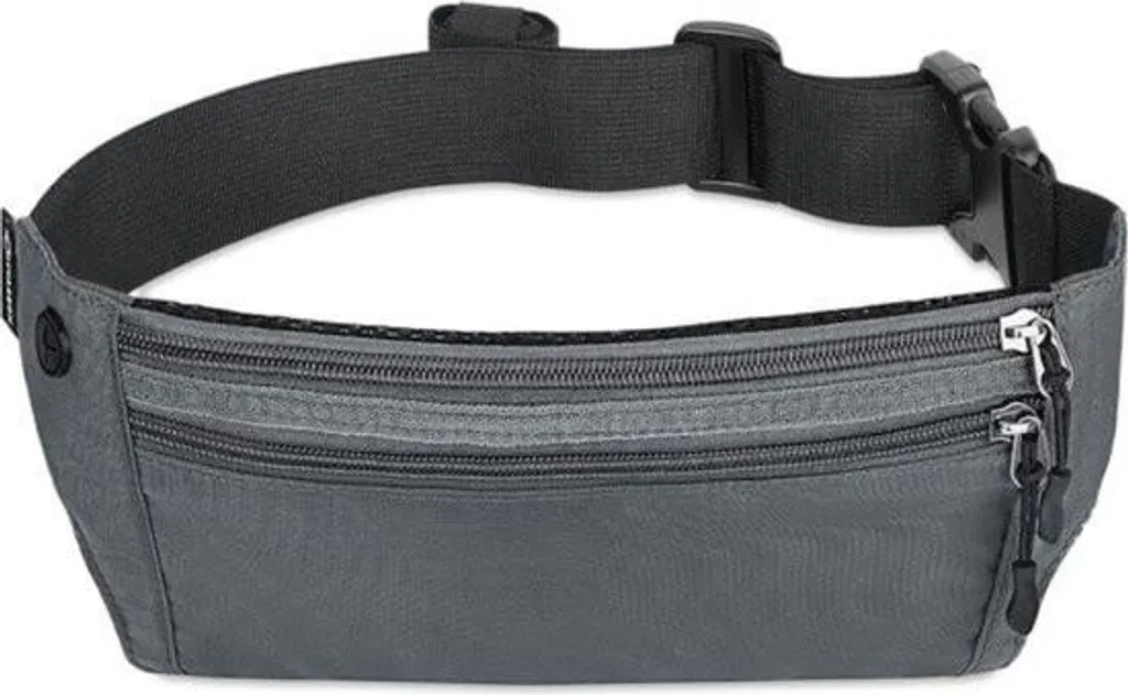 Sacoche ventrale de sport avec protection RFID grise et tissu imperméable