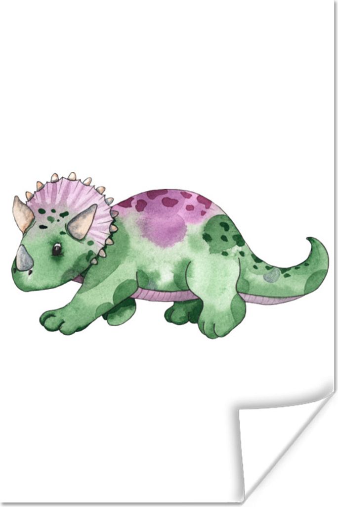 MuchoWow Poster Dinosaurier - Grün - Kinderzimmer - Jungen - Mädchen - Kinder 120x180 cm - Kunstposter