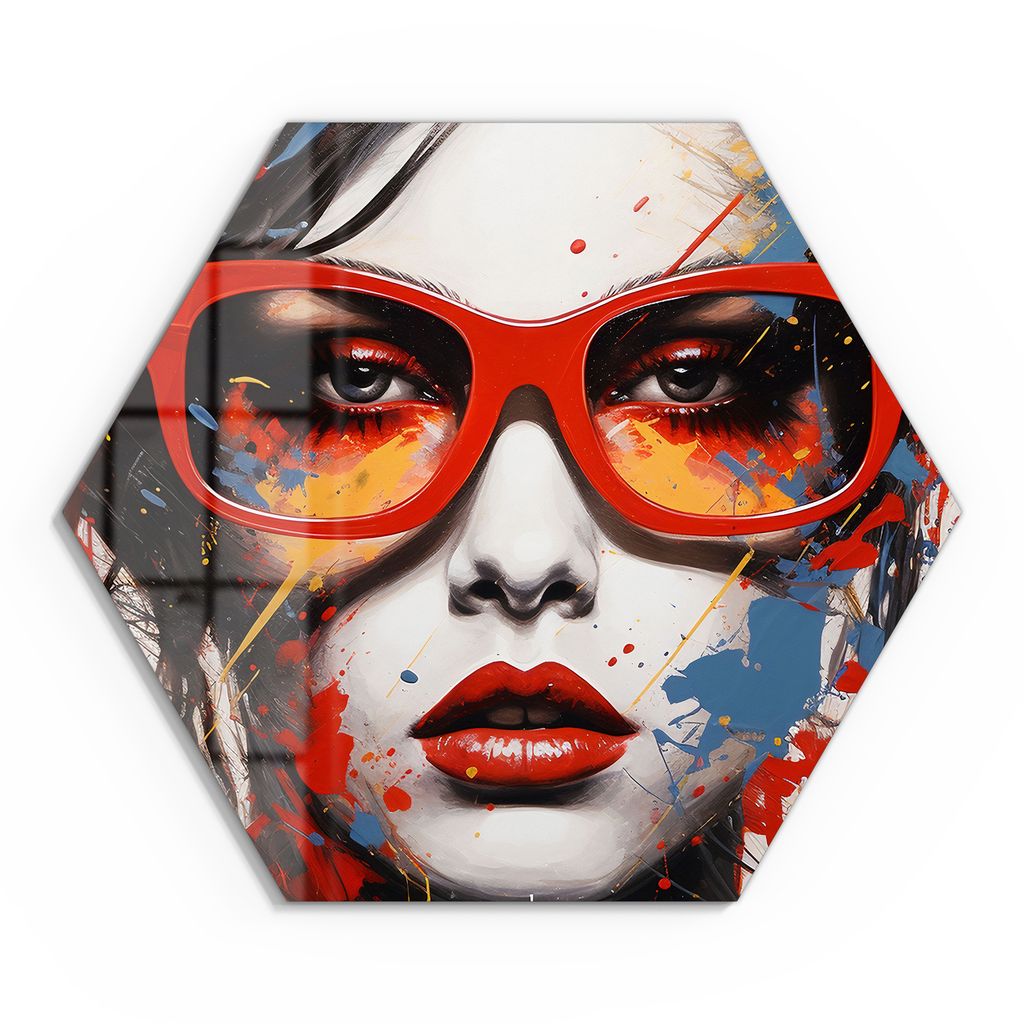 DEQOART Glasbild Echtglas 40x35 cm 'Rote Brillanz' Wandbild Bild modern Deko