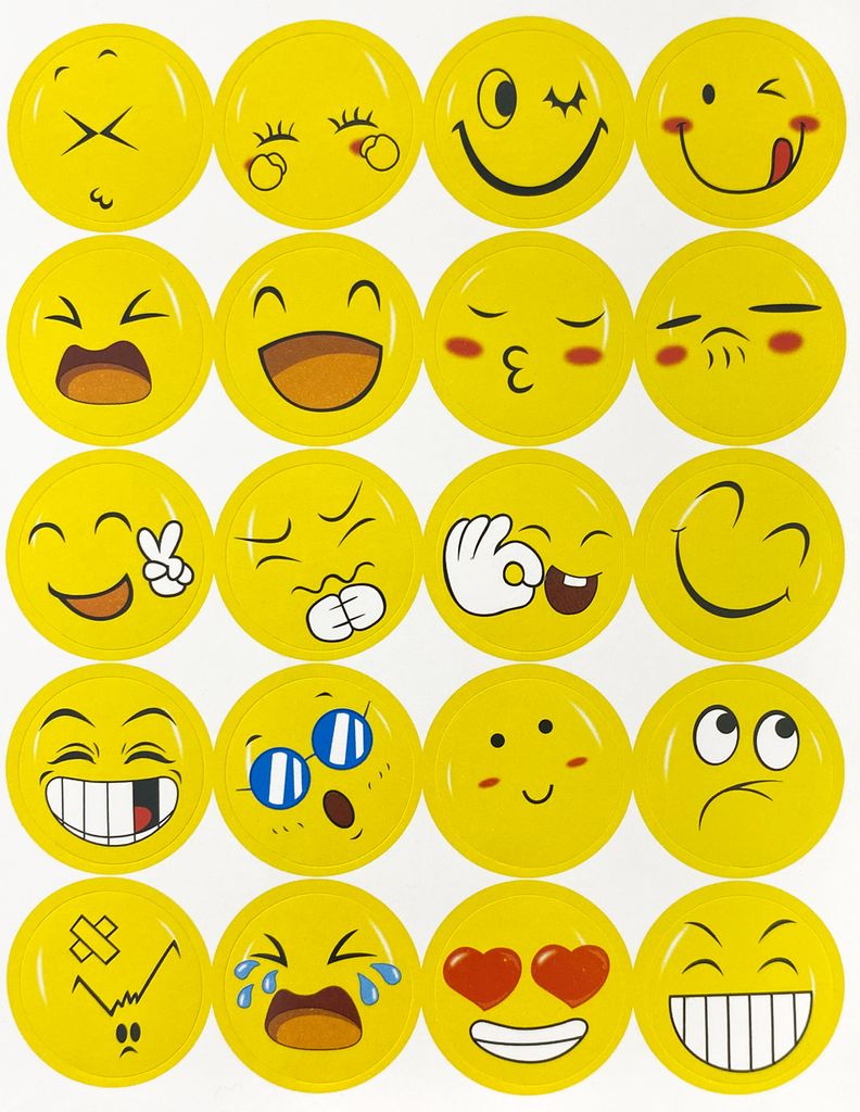 NISENTIA 1000 Smiley Aufkleber - 2 Rollen Bunt Glitzernde Belohnungssticker