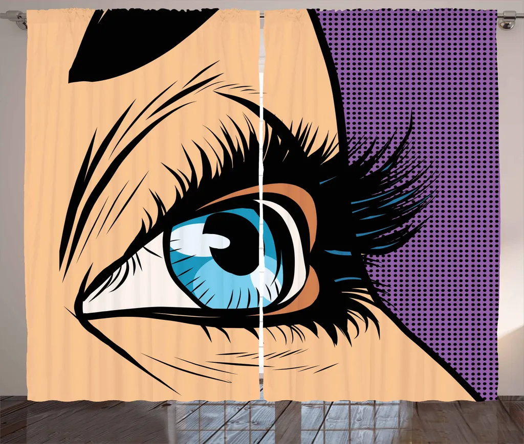 Tenda Pop Art ABAKUHAUS 280x175 cm - Stile Retro Rustico Lavanda