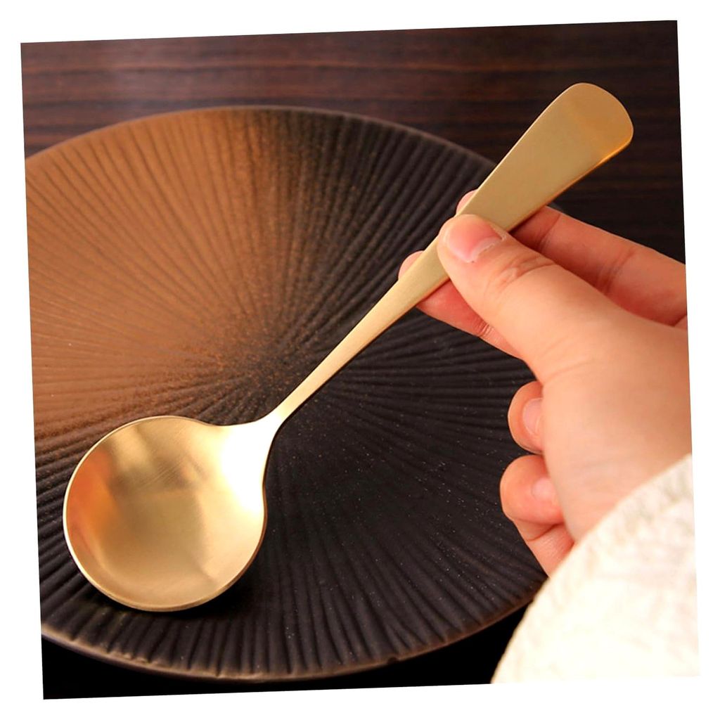 2 Stück Suppenlöffel aus Messing, verstärkter Küchenlöffel, Metall für den Haushalt, glatte Oberfläche, spülmaschinenfest