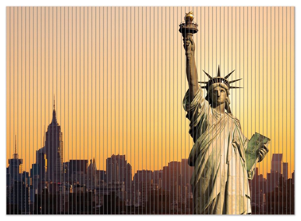 Wallario Duschmatte Antirutschmatte Badmatte Fußmatte Freiheitsstatue New York, Größe ca. 90 x 65 cm