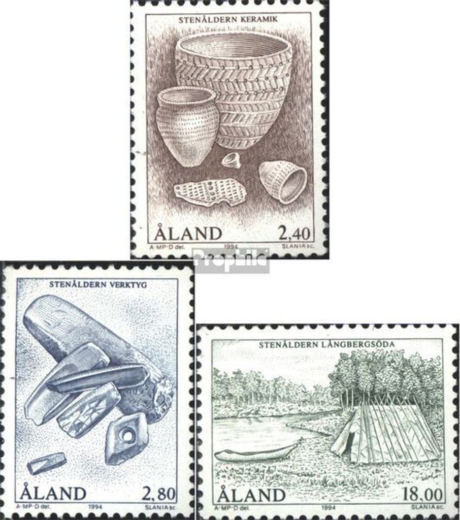 Briefmarken Finnland - Aland 1994 Mi 88-90 (kompl.Ausg.) postfrisch Steinzeit