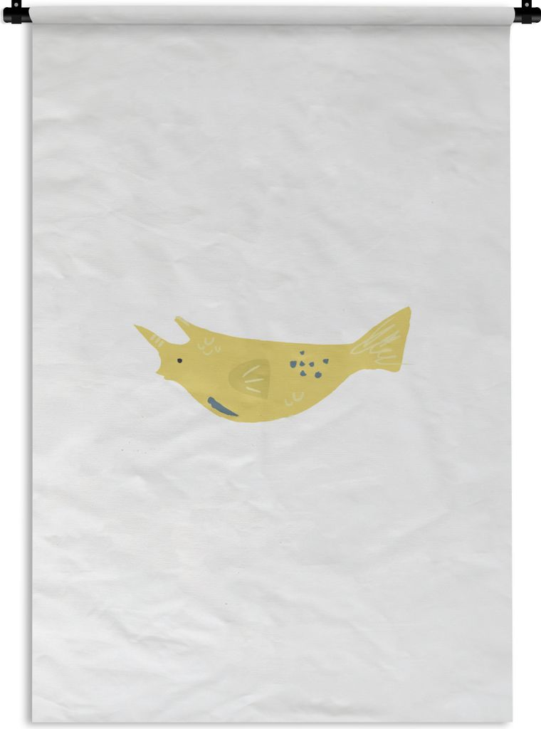 MuchoWow® Wandteppich Wandbehang Pastell - Fisch - Gelb Produktbild 