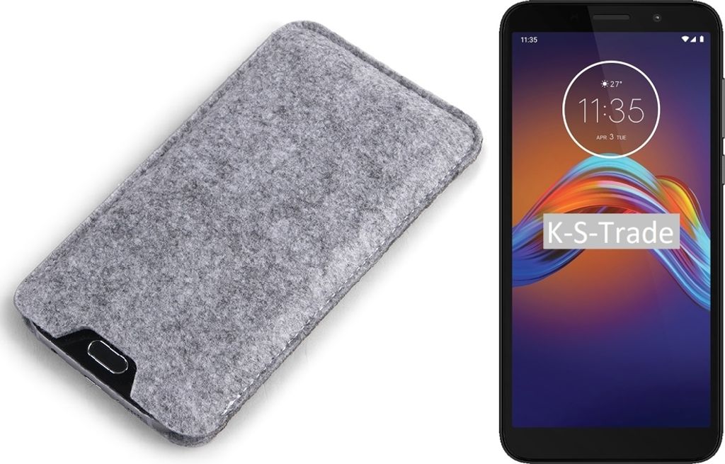 K-S-Trade Filz Handyhülle kompatibel mit Motorola Moto E6 Play Schutzhülle Filztasche Filz Tasche Case Sleeve Handy Hülle Filzhülle grau
