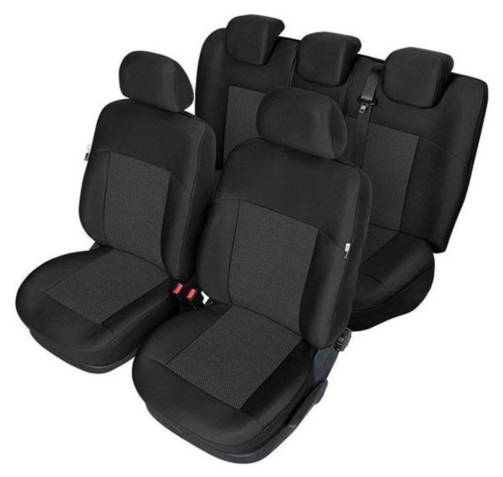 Komplettes Sitzbezug-Set Kegel Tailore Made‐Serie für vordere und hintere Sitze des Ford Fiesta MK7 (2008–2017) – Schwarz, Texti