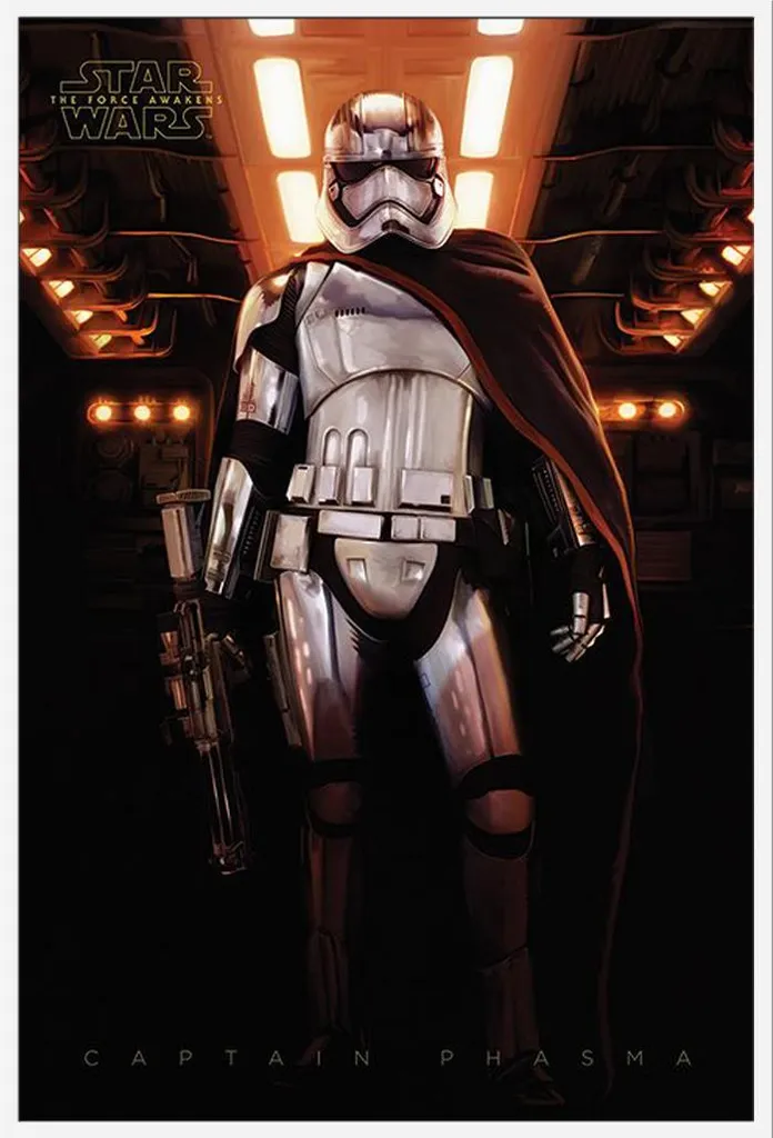 Affiche Star Wars EP7 Capitaine Phasma avec cadre Shinsuke Maxi blanc