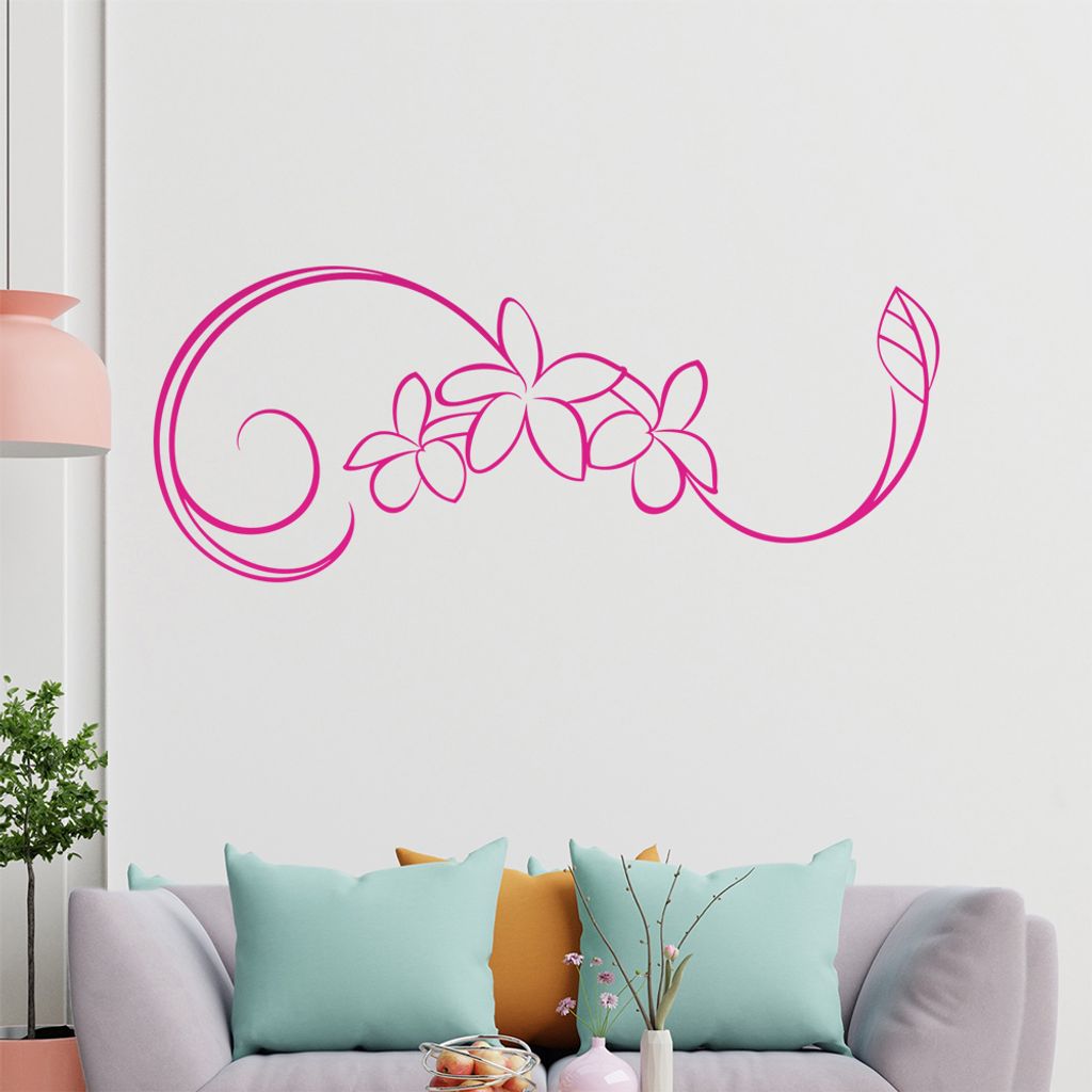 Blumen - Linien Wandtattoo in 6 Größen - Wandaufkleber Wall Sticker - Dekoration, Küche, Wohnzimmer, Schlafzimmer, Badezimmer