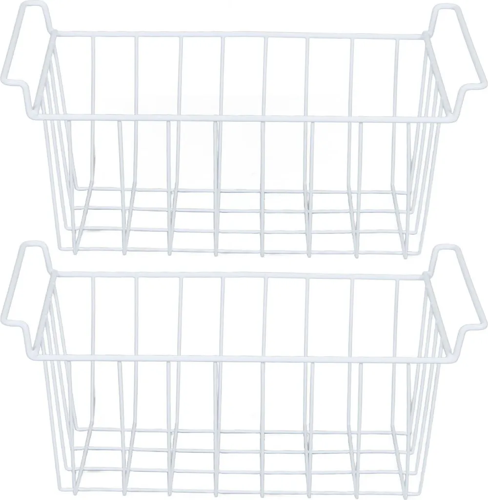 Panier de Rangement XL en Fil Métal avec Poignées Mobiles - 2 Unités