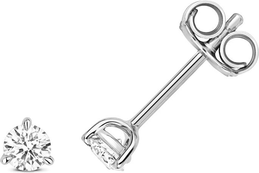 Funkelndes Feuer 18 Karat (750) Weißgold Damen - Diamant Paar Ohrstecker Brillant-Schliff 0.25 Karat H - SI2; TRS3464318KW