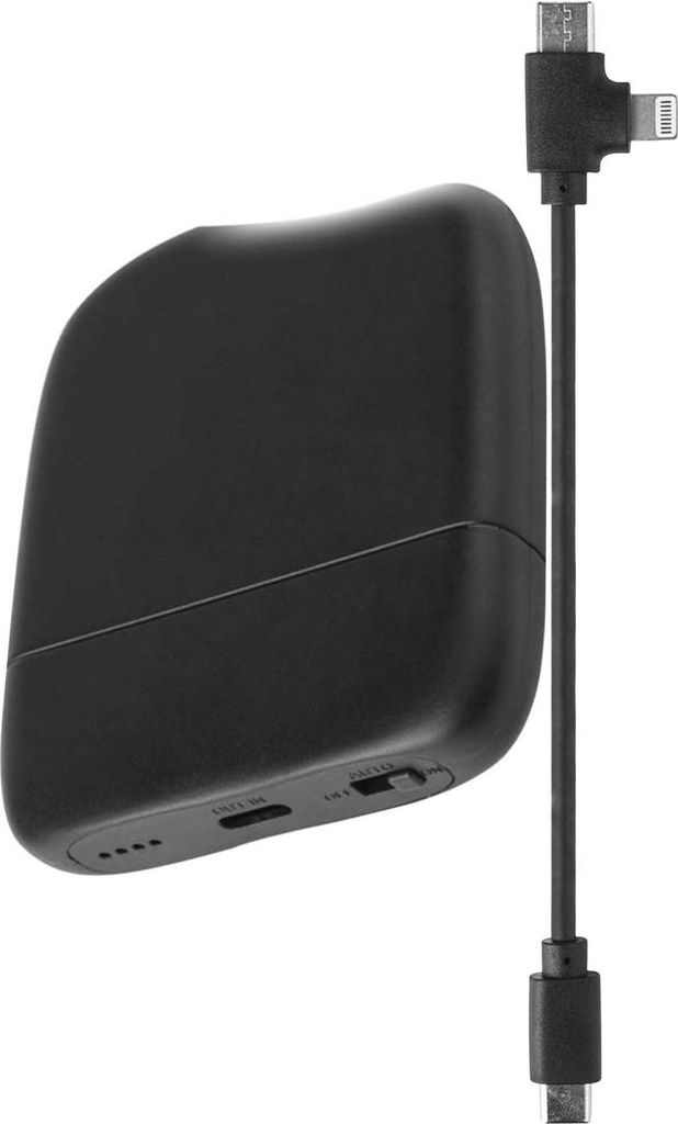 XOOPAR, 5000mAh Powerbank + Multi-Kabel Ice-P 28% Recycelter Kunststoff, Schwarz