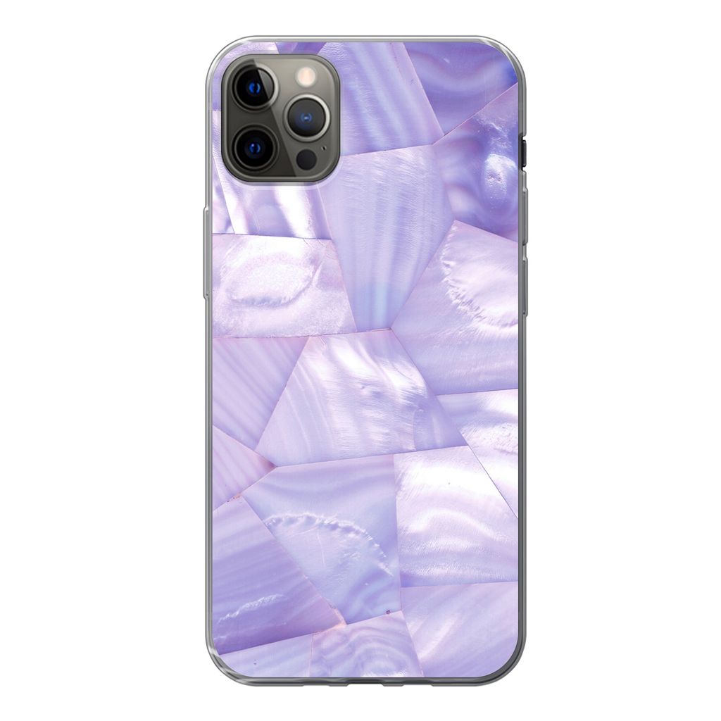 MuchoWow Handyhülle Schutzhülle Hülle für iPhone 12 Pro Max Naturstein - Muster - Perlmutt Silikon Softcase Handy Hülle - Hartschale