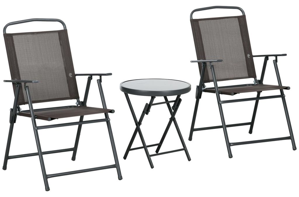 Bistro-Set 3-teilig aus Metall Wetterfest Gartenmöbel Set mit klappbar