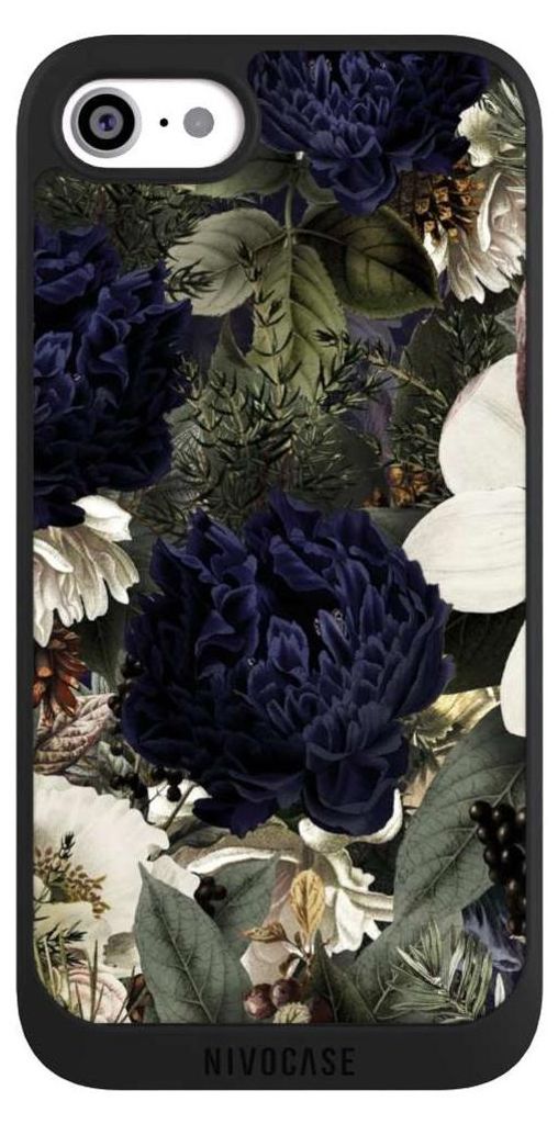 NIVOCASE Handyhülle für Apple iPhone SE (2020) Hülle NIVOpure Case Schwarz Blumen Utart Vintage