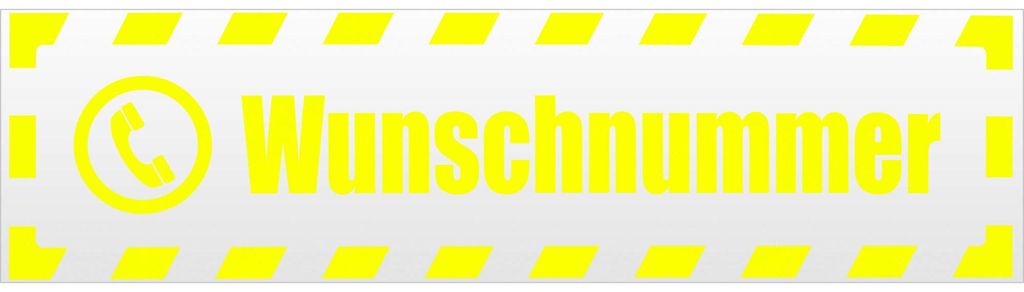 Kiwistar Wunschnummer gestreift Magnetschild Schild magnetisch - 45cm Neongelb - Magnetfolie für Auto PKW Kfz