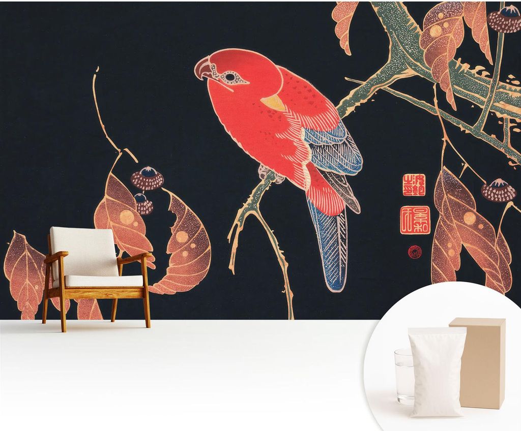Fototapete - 416x254 cm - Tapete - Wandtapete - Wandbilder - Dekofolie - Tapete Folie - Wand - Dekoration - Wohnzimmer - Exotischer Vogel