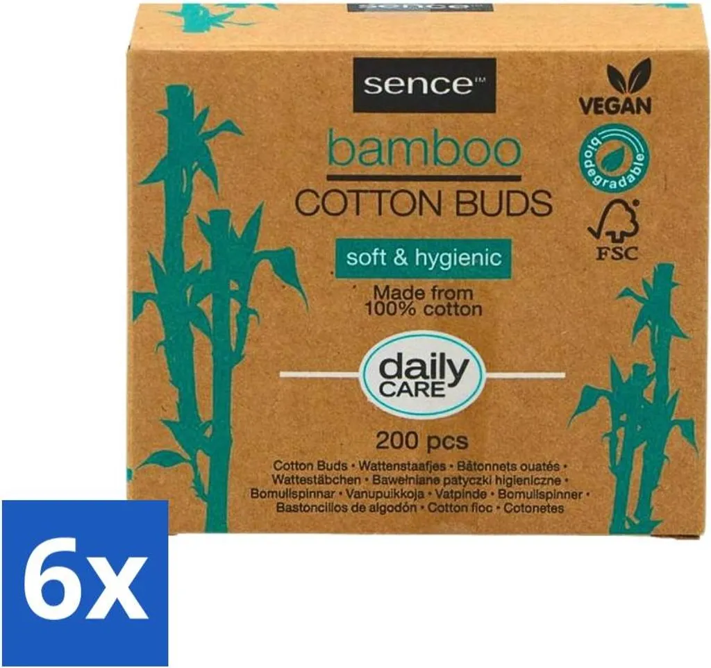 Sence 1200 Cotton Fioc Bambù - Igiene Sicura per Famiglia e Pianeta