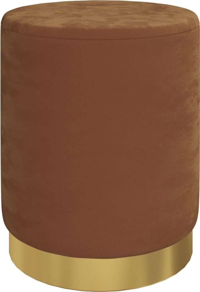 Runder Aufbewahrungshocker Braun Samt 31 x 37 cm