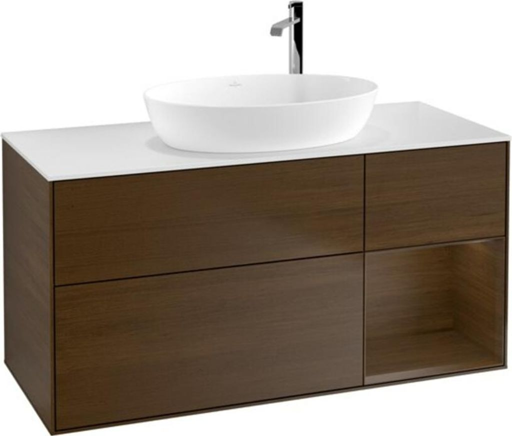 V&B Waschtischunterschrank Wandbeleuchtung Finion 120cm, Pl wh. m, Reg wal ven, wal ven
