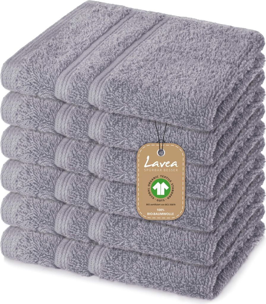 Lavea 6er Set Seiftuch 30x30 cm, Seiftücher Bali & Waschlappen Frottee aus Baumwolle, pflegeleichtes Handtuch-Set, 100% GOTS Baumwolle, Frottier...