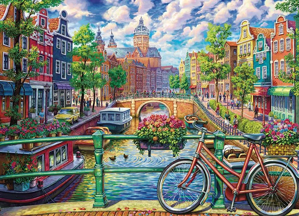 Puzzle 1000 pièces Amsterdam Canal - Cobble Hill - Loisir créatif