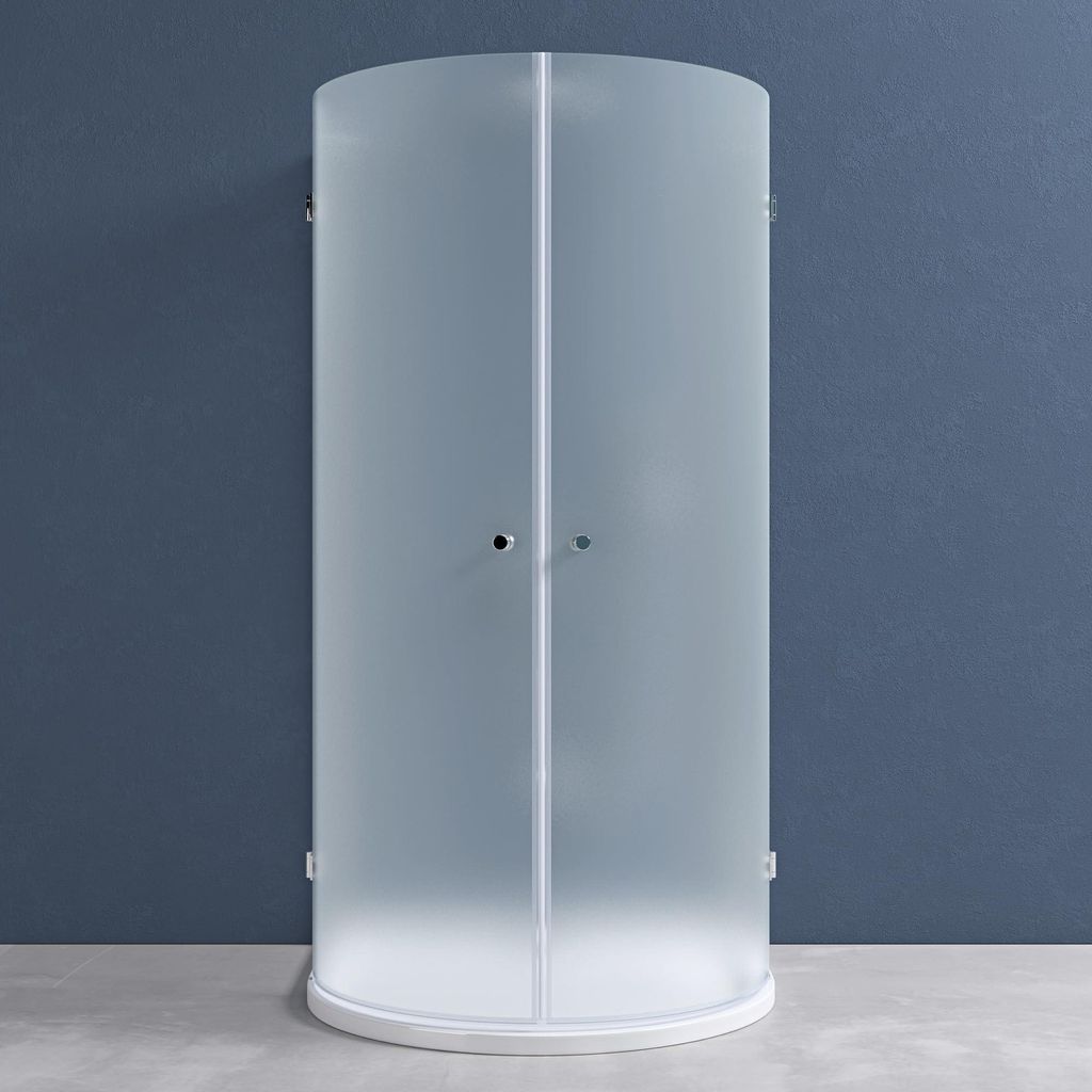 doporro Cabine de Douche Ronde 100x100cm Opaque Paroi de Image du produit 